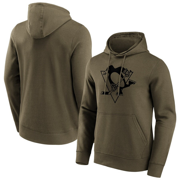 Men's Pittsburgh Penguins Khaki Iconic Preferred Logo Graphic Hoodie